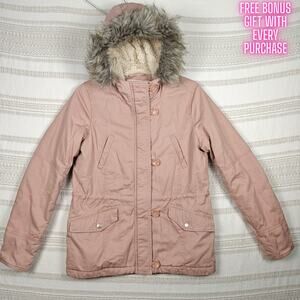 Sebby Pink Hooded Winter Coat Juniors M (Women’s XS/S) Warm Lined Jacket